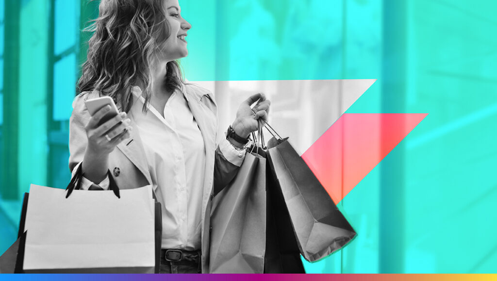 person with shopping bags to promote holiday 2025