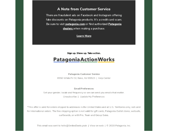Patagonia - email footer example