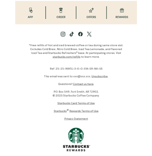 Starbucks - email footer example