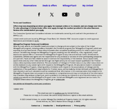 United Airlines - email footer example
